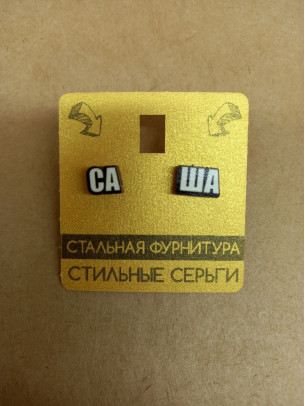 Серьги гвоздики (пусеты) Имя Саша